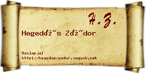Hegedűs Zádor névjegykártya
